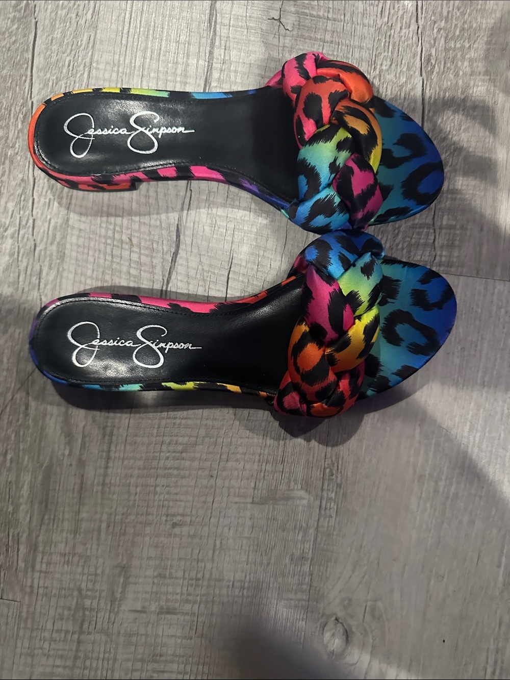 Jessica Simpson Multicolor Rainbow Leopard Knot Slide Sandals - Picture 4 of 4